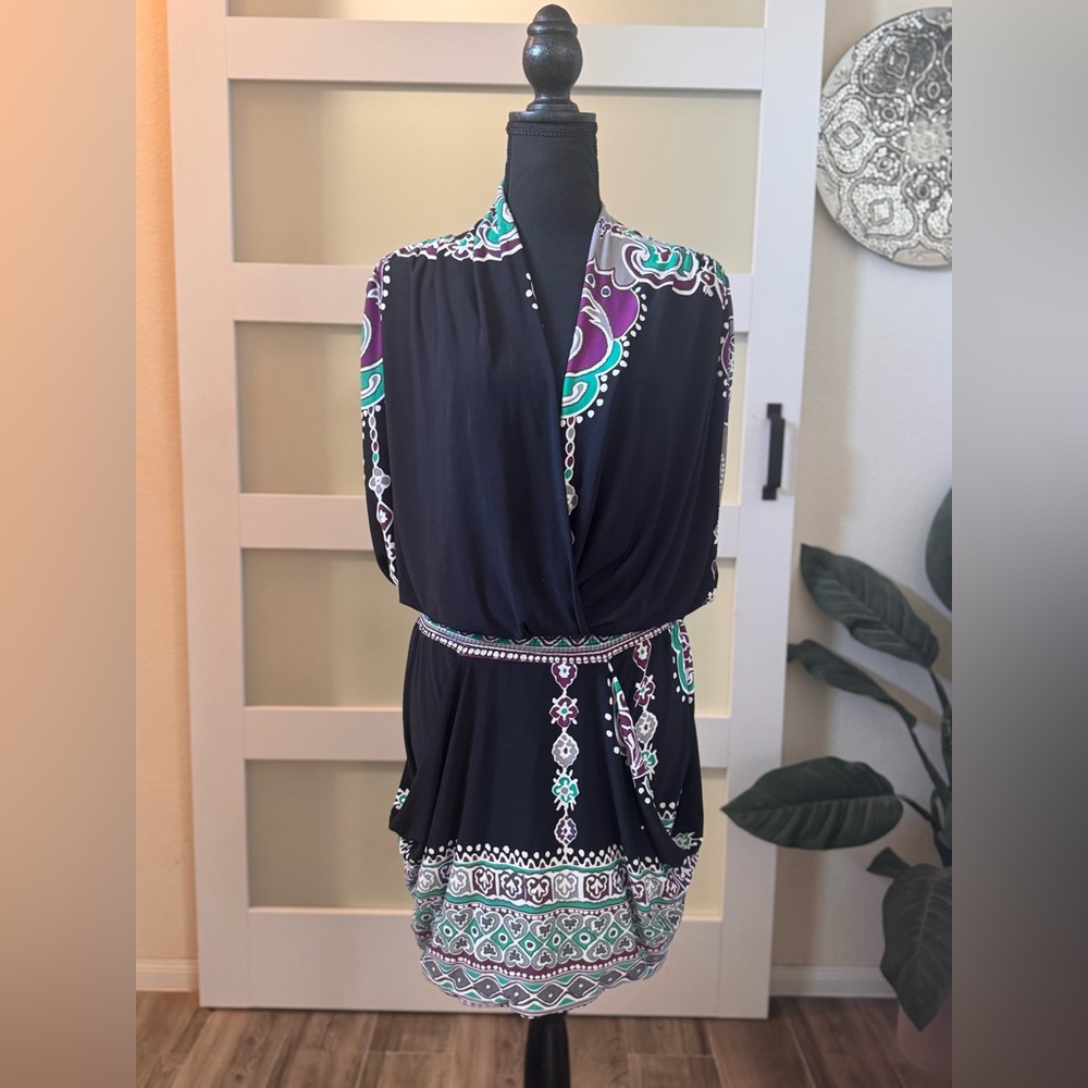 XOXO Black and Purple Patterned Dress